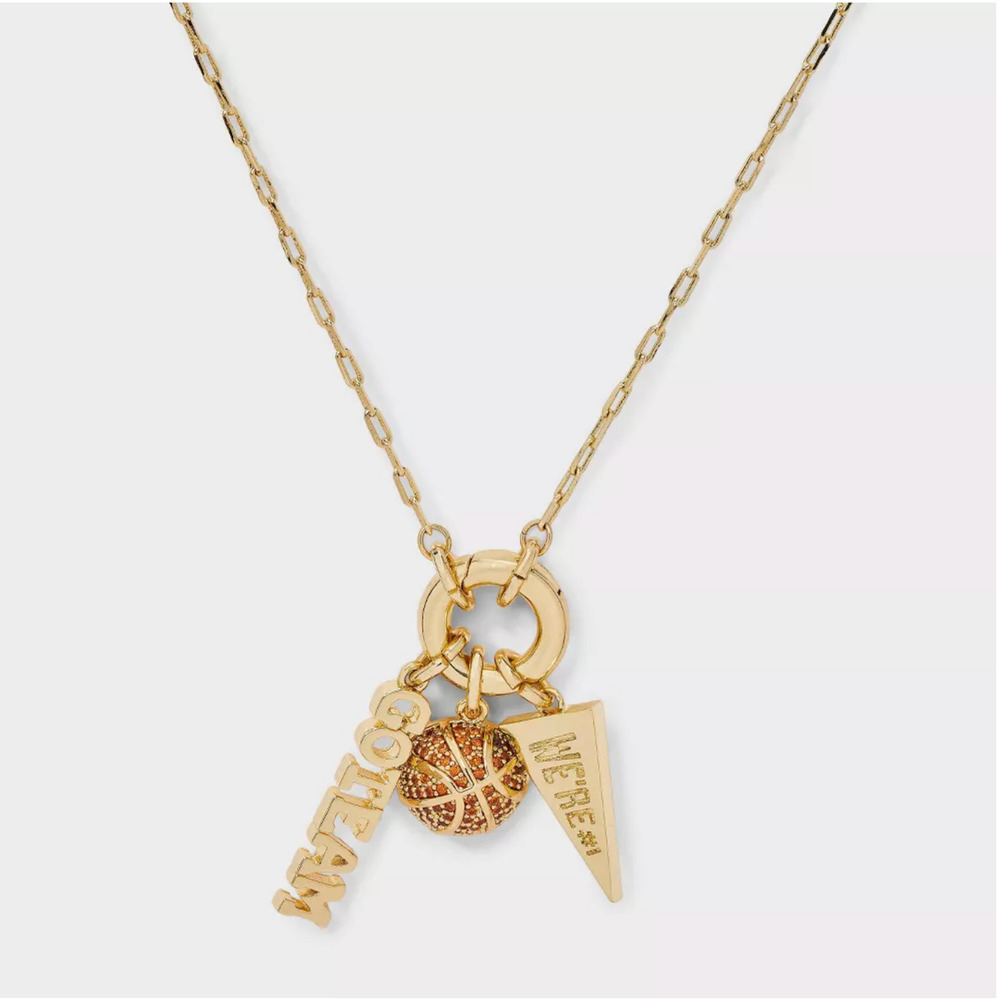 A New Day 14K Gold Dipped CZ Basketball Charm Necklace Gold